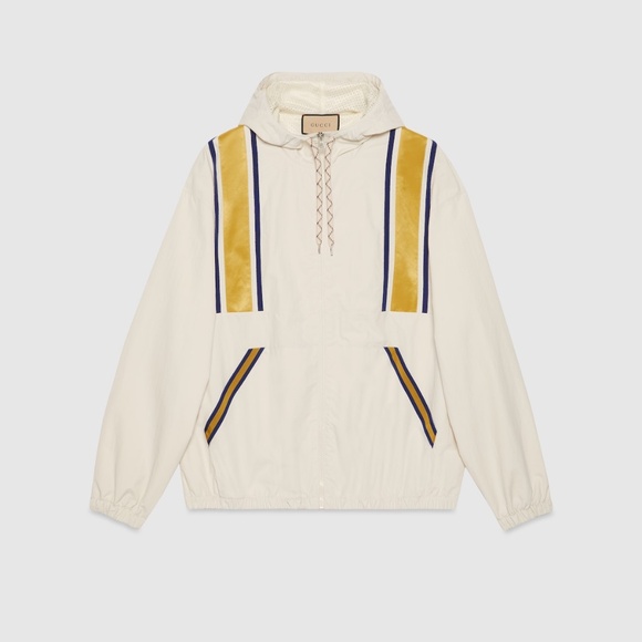 size L - Gucci Nylon Zip Jacket Windbreaker I Feel Gucci White Yellow